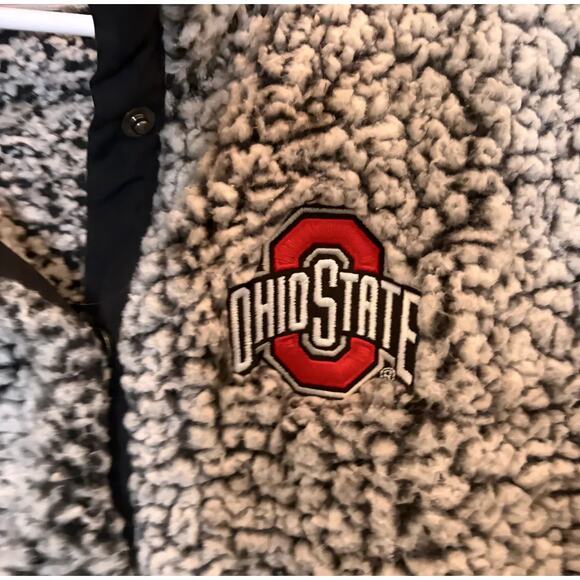Ohio State Buckeyes Sherpa Quarter-Zip Jacket – Gray/Black (Men’s L) - Picture 3 of 6